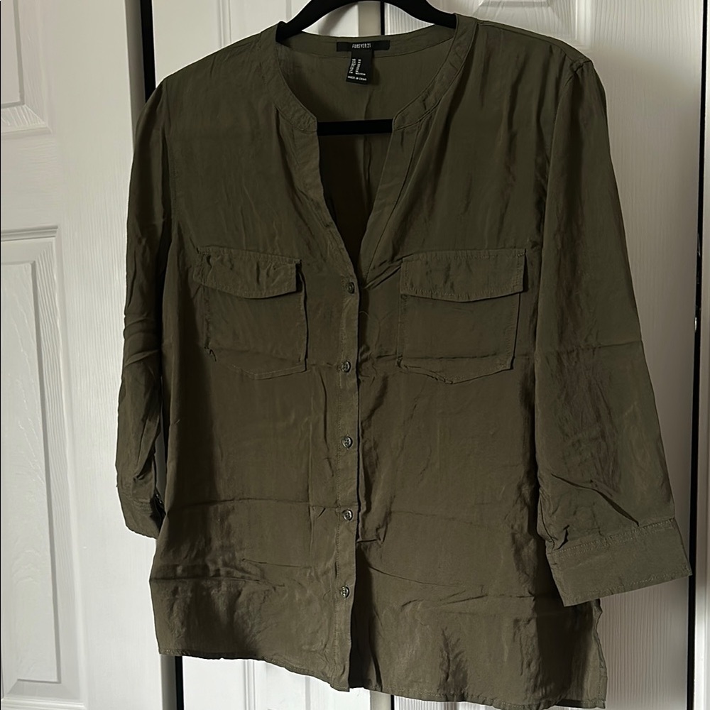 Forever 21 Olive Blouse